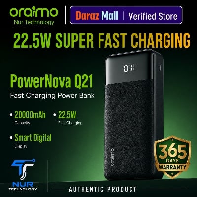 Picture of Oraimo PowerNova Q21 20000mAh 22.5W Black Power Bank with Digital Display