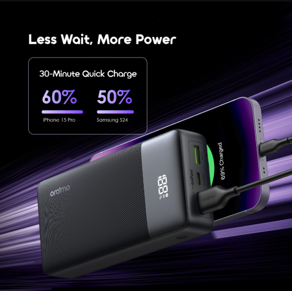 Picture of Oraimo PowerNova Q21 20000mAh 22.5W Black Power Bank with Digital Display