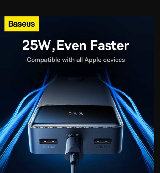 Picture of Baseus Bipow PPBD020301 20000mAh Black 25W Power Bank with Digital Display