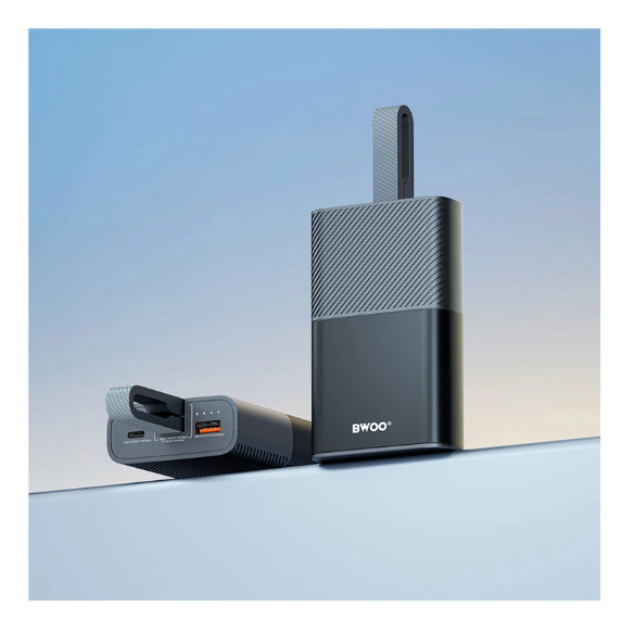 Picture of BWOO BO-P68 10000mAh 30W Grey Fast Charging Power Bank With Built-In Cable