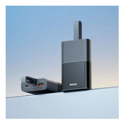 Picture of BWOO BO-P68 10000mAh 30W Grey Fast Charging Power Bank With Built-In Cable