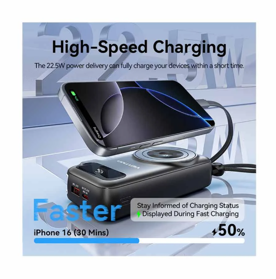 Picture of Vention FHXB0 10000mAh 22.5W Black Power Bank with Digital Display