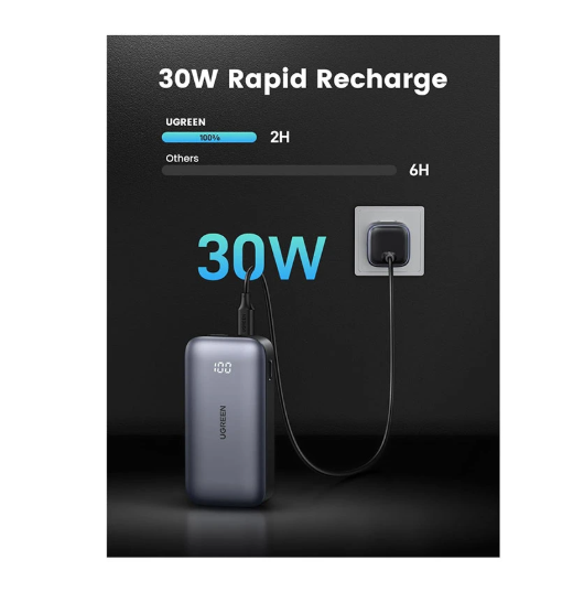 Picture of UGREEN PB502 (25185) 10000mAh Grey 30W Power Bank