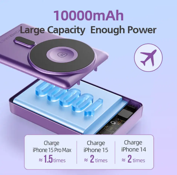 Picture of Micropack WPB-310 10000mAh Grey 20W MagSafe Qi Wireless Power Bank