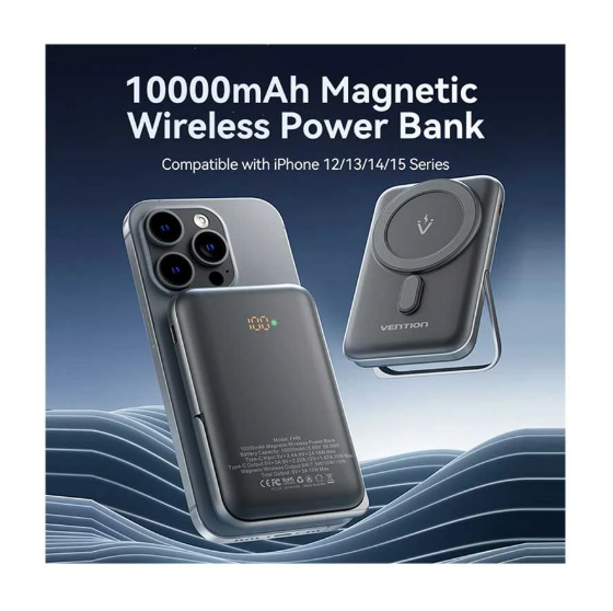 Picture of Vention FHNB0 10000mAh Black 20W MagSafe Qi Wireless Power Bank