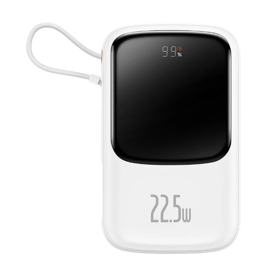 Picture of Baseus PPQD060102 Qpow Pro Overseas Edition 10000mAh White 22.5W Type-C Power Bank with Digital Display