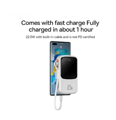 Picture of Baseus PPQD060102 Qpow Pro Overseas Edition 10000mAh White 22.5W Type-C Power Bank with Digital Display