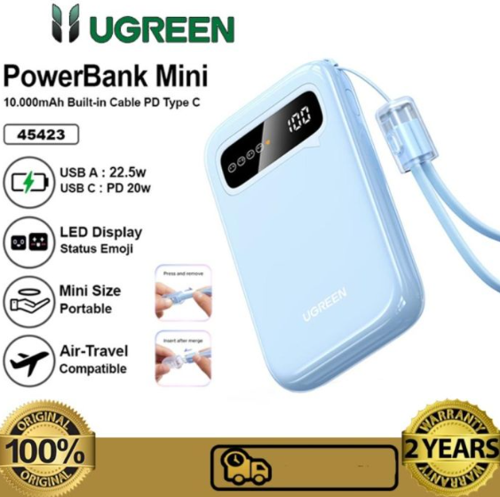 Picture of UGREEN PB522 (45423B) 10000mAh Blue 20W Power Bank with Digital Display