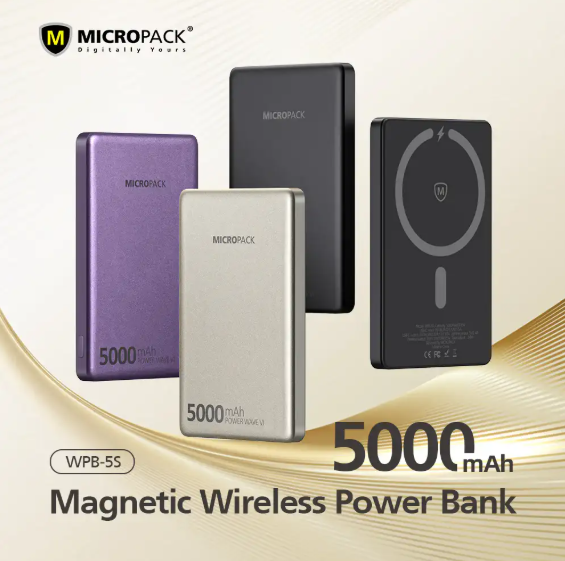 Picture of Micropack WPB-5S 5000mAh Black 20W MagSafe Qi Wireless Power Bank