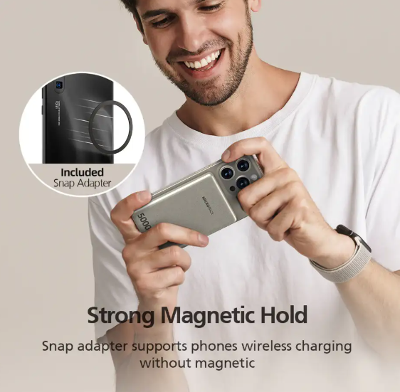 Picture of Micropack WPB-5S 5000mAh Black 20W MagSafe Qi Wireless Power Bank