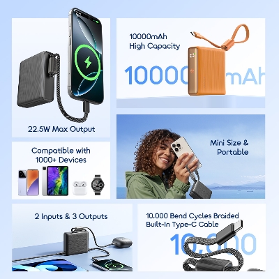 Picture of Oraimo PowerNova L11 10000mAh 22.5W Black Power Bank with Digital Display