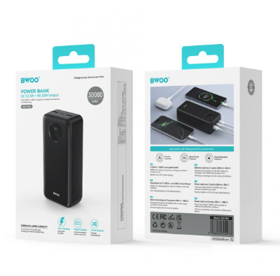 Picture of BWOO BO-P64W 30000mAh 22.5W Black Power Bank With LCD Screen