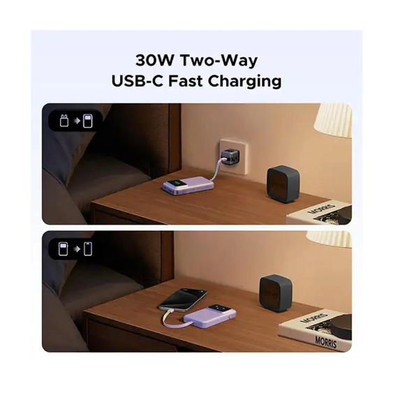Picture of UGREEN PB511 (35604B) Single Cable 10000mAh Purple 30W Power Bank with Digital Display