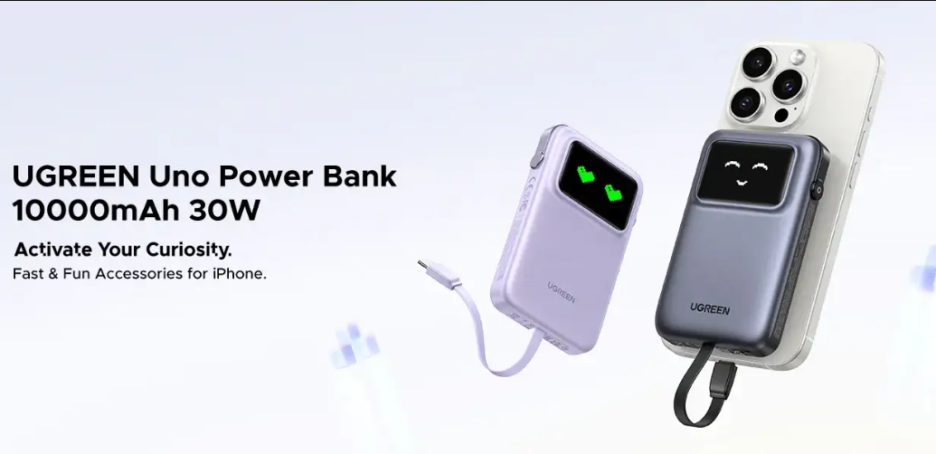 Picture of UGREEN PB511 (35604B) Single Cable 10000mAh Purple 30W Power Bank with Digital Display