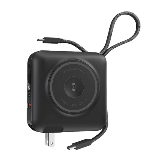 Picture of WIWU Wi-P051 15000mAh Black 45W MagSafe Qi Wireless Power Bank with Built-in Charger
