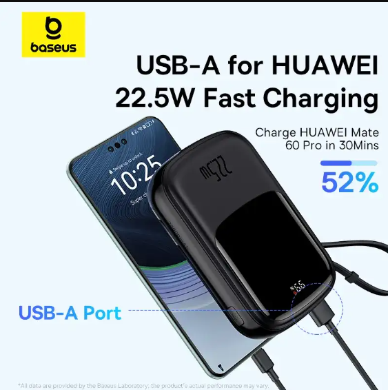 Picture of Baseus Qpow Pro+ P10067103113-00 20000mAh Black 22.5W Power Bank with Digital Display