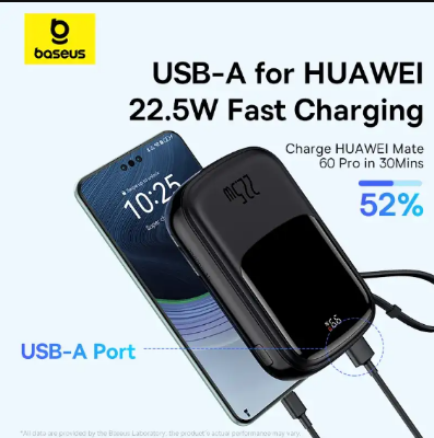 Picture of Baseus Qpow Pro+ P10067103113-00 20000mAh Black 22.5W Power Bank with Digital Display