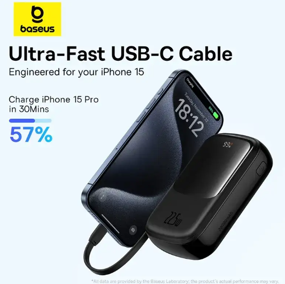 Picture of Baseus Qpow Pro+ P10067103113-00 20000mAh Black 22.5W Power Bank with Digital Display