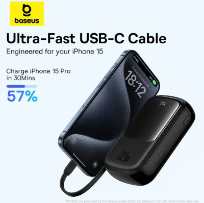 Picture of Baseus Qpow Pro+ P10067103113-00 20000mAh Black 22.5W Power Bank with Digital Display