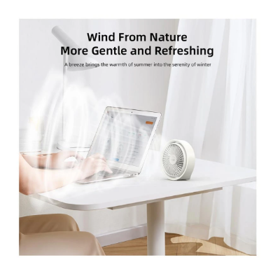 Picture of Vyvylabs D04 White Portable Desktop Fan with LED light #VKD04-WH (6.5W, 1800mAh)
