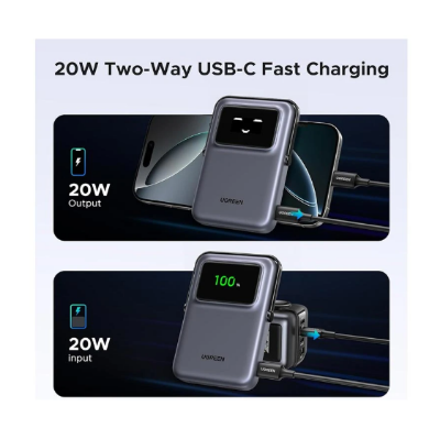 Picture of UGREEN PB572 Uno 10000mAh Grey 20W MagSafe Qi Wireless Power Bank