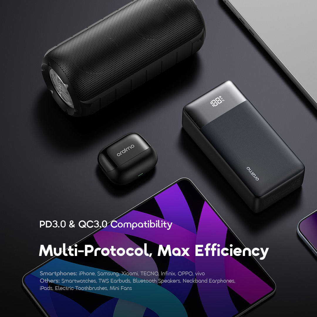 Picture of Oraimo PowerNova QF1 27000mAh 22.5W Black Power Bank with Digital Display