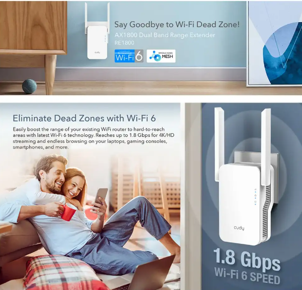 Picture of Cudy RE1800 2.0 AX1800Mbps Dual Band Wi-Fi 6 Range Extender