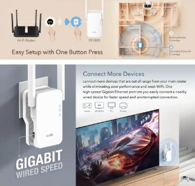 Picture of Cudy RE1800 2.0 AX1800Mbps Dual Band Wi-Fi 6 Range Extender