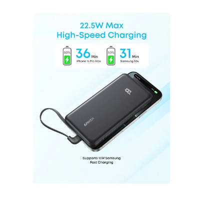 Picture of Anker Zolo 10000mAh Black 22.5W Power Bank with Digital Display