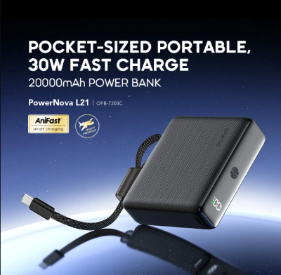 Picture of Oraimo PowerNova L21 20000mAh 30W Black Power Bank with Digital Display