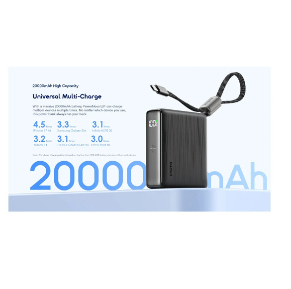 Picture of Oraimo PowerNova L21 20000mAh 30W Black Power Bank with Digital Display