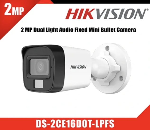 Picture of Hikvision DS-2CE16D0T-ITPFS (3.6mm) (2.0MP) Bullet CC Camera (Built-in Audio)