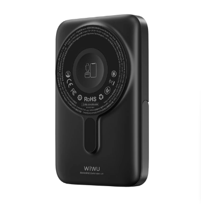 Picture of Wiwu Pioneer Dual Cable 10000mAh Black 20W Magnetic Wireless Charging Power Bank With Stand