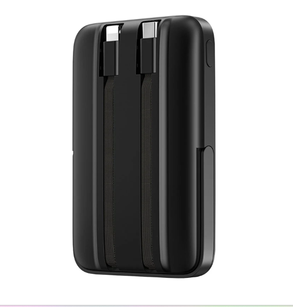 Picture of Wiwu Pioneer Dual Cable 10000mAh Black 20W Magnetic Wireless Charging Power Bank With Stand