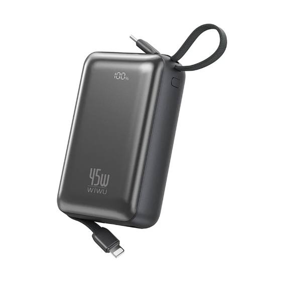 Picture of WIWU AS-182 Dual Cable 20000mAh Gray 45W Power Bank with Digital Display