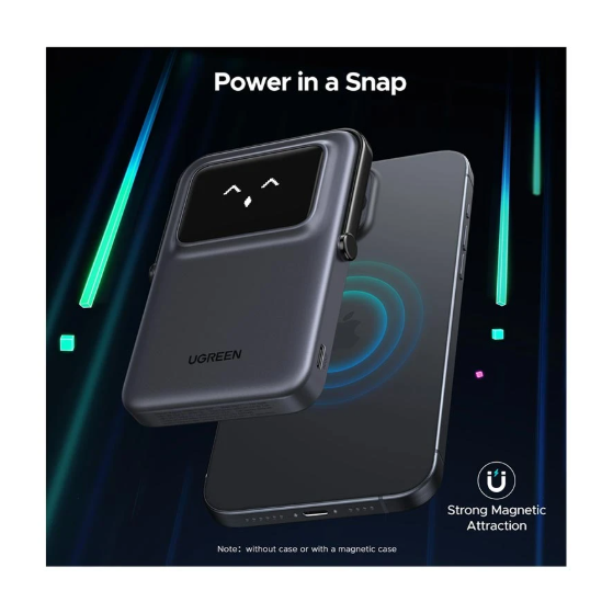 Picture of UGREEN PB571 Uno 5000mAh Grey 20W MagSafe Qi Wireless Power Bank