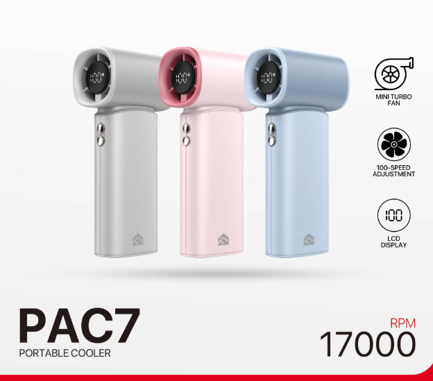 Picture of Fantech PAC7 Blue Rechargeable Handheld Fan (3.7V, 3600mAh)