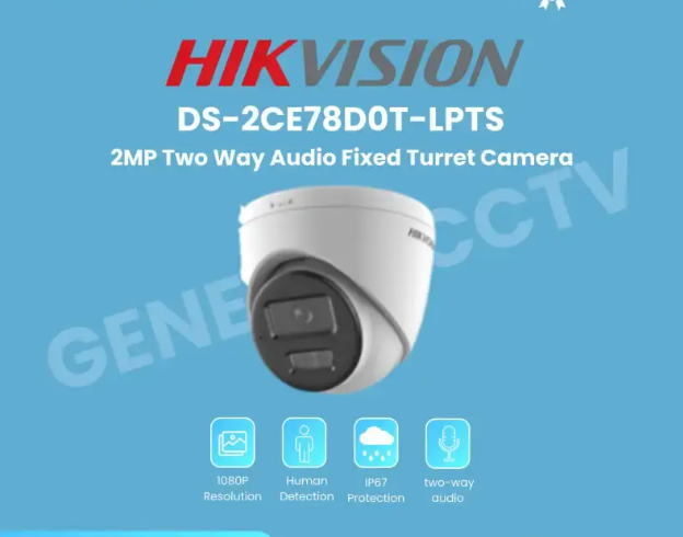 Picture of Hikvision DS-2CE72DF0T-LPTS (2.8mm) (2.0MP) Two Way Audio Fixed Turret CC Camera