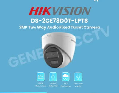 Picture of Hikvision DS-2CE72DF0T-LPTS (2.8mm) (2.0MP) Two Way Audio Fixed Turret CC Camera