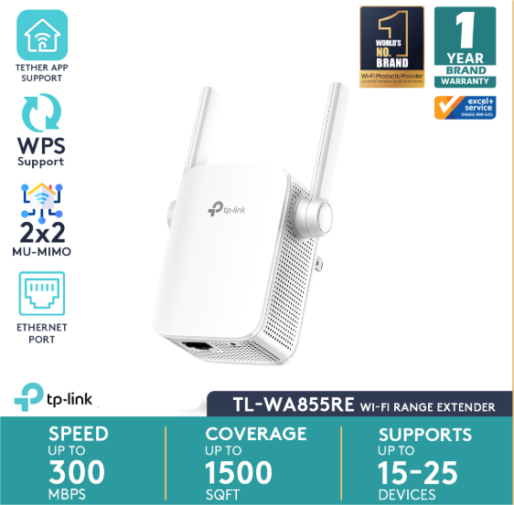 Picture of TP-Link TL-WA855RE V1 300Mbps Universal Wireless Range Extender (2 Antenna)