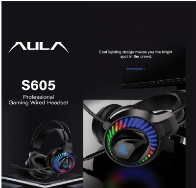 Picture of AULA S605 Wired Double Port Black Over-Ear Gaming Headphone