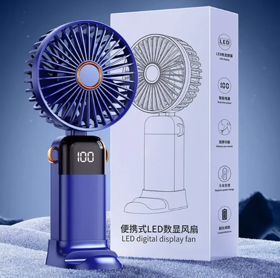 Picture of Portable mini usb fan-portable fan, rechargeable fan, 5 speed personal fan with base, digital display, desk fan for outdoor