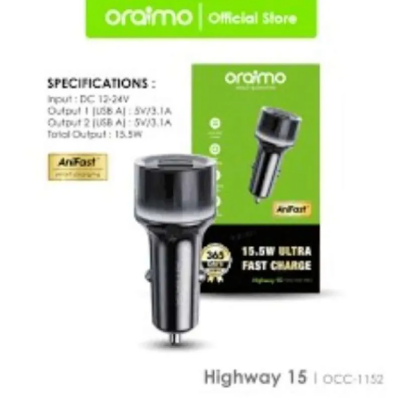Picture of Oraimo Highway 15 Car Charger (OCC-1152D)- Black