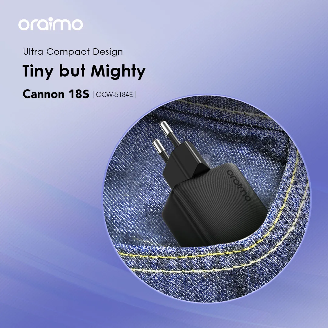 Picture of oraimo 18W Rapid Charge with Micro USB Cable Cannon 18S (OCW-5184E+M53) - Black