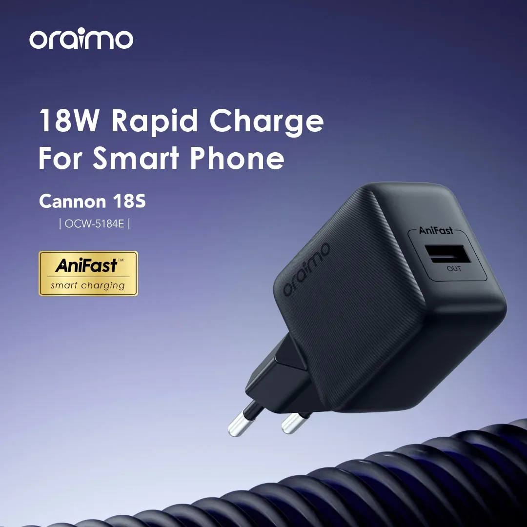 Picture of oraimo 18W Rapid Charge with Micro USB Cable Cannon 18S (OCW-5184E+M53) - Black