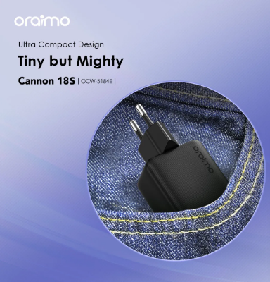 Picture of oraimo 18W Rapid Charge with Micro USB Cable Cannon 18S (OCW-5184E+M53) - Black