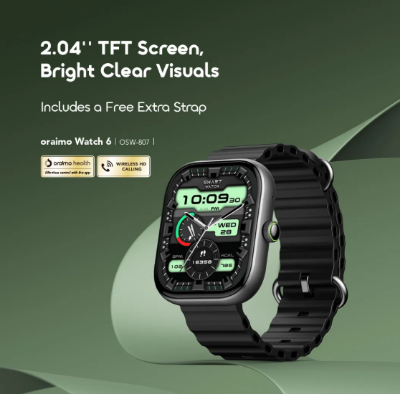 Picture of Oraimo Watch 6 Smart Watch OSW-807 with 2.04 Inch Display and Zinc Alloy Body Frame
