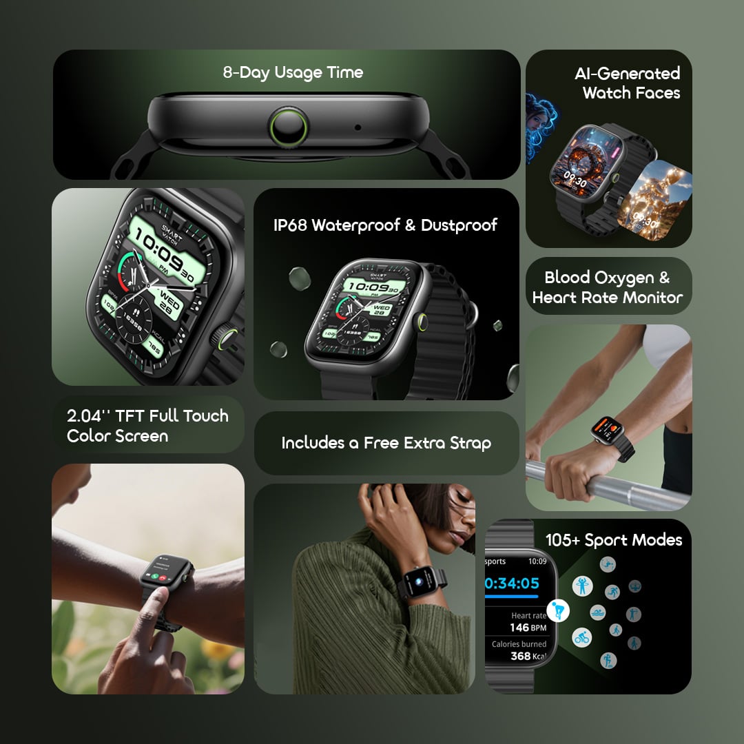 Picture of Oraimo Watch 6 Smart Watch OSW-807 with 2.04 Inch Display and Zinc Alloy Body Frame