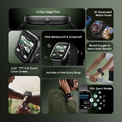 Picture of Oraimo Watch 6 Smart Watch OSW-807 with 2.04 Inch Display and Zinc Alloy Body Frame