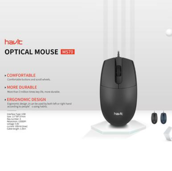 Picture of Havit MS70 Wired Optical Black Mouse
